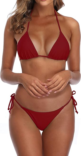 SHERRYLO Thong Bikini Swimsuit for Women Brazilian String Bikinis Thongs Bottom Triangle Top Bathing Suits Sexy Swimsuits