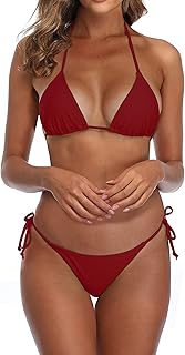 Thong Bikini Swimsuit for Women Brazilian String Bikinis Thongs Bottom Triangle Top Bathing Suits Sexy Swimsuits