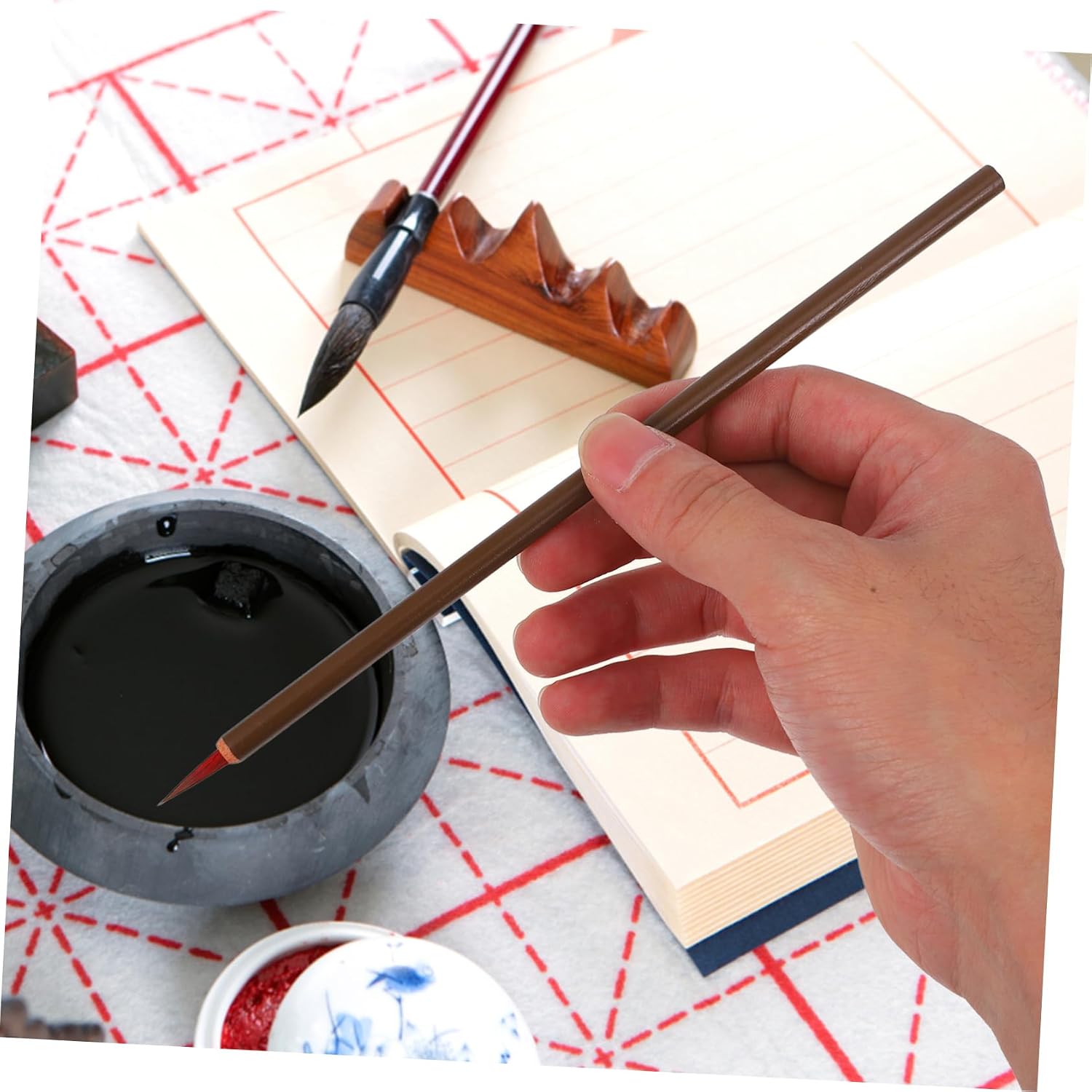 jojofuny 10pcs Chinese Calligraphy Brush Set Traditional Writing Brushes for Calligraphy Art Ink Painting and Sumi-e for Artists and Beginners