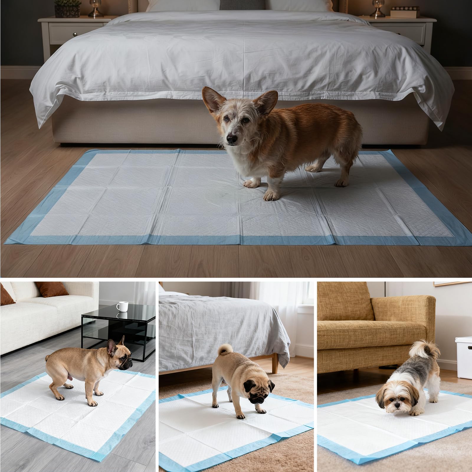 Gimars Xxl Espesar 6 Capas Ultra Absorbente Almohadillas De Orina Del Perro, a Prueba De Fugas Almohadillas De Entrenamiento Del Perrito, De Secado Rápido Almohadillas De Orina Para Perros Gatos 50pcs