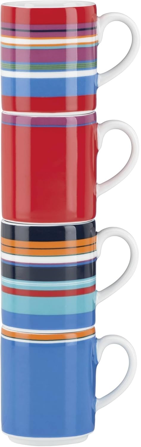Lenox DKNY Urban Essentials White Stacking Espresso with Rack (Set of 4), Metallic