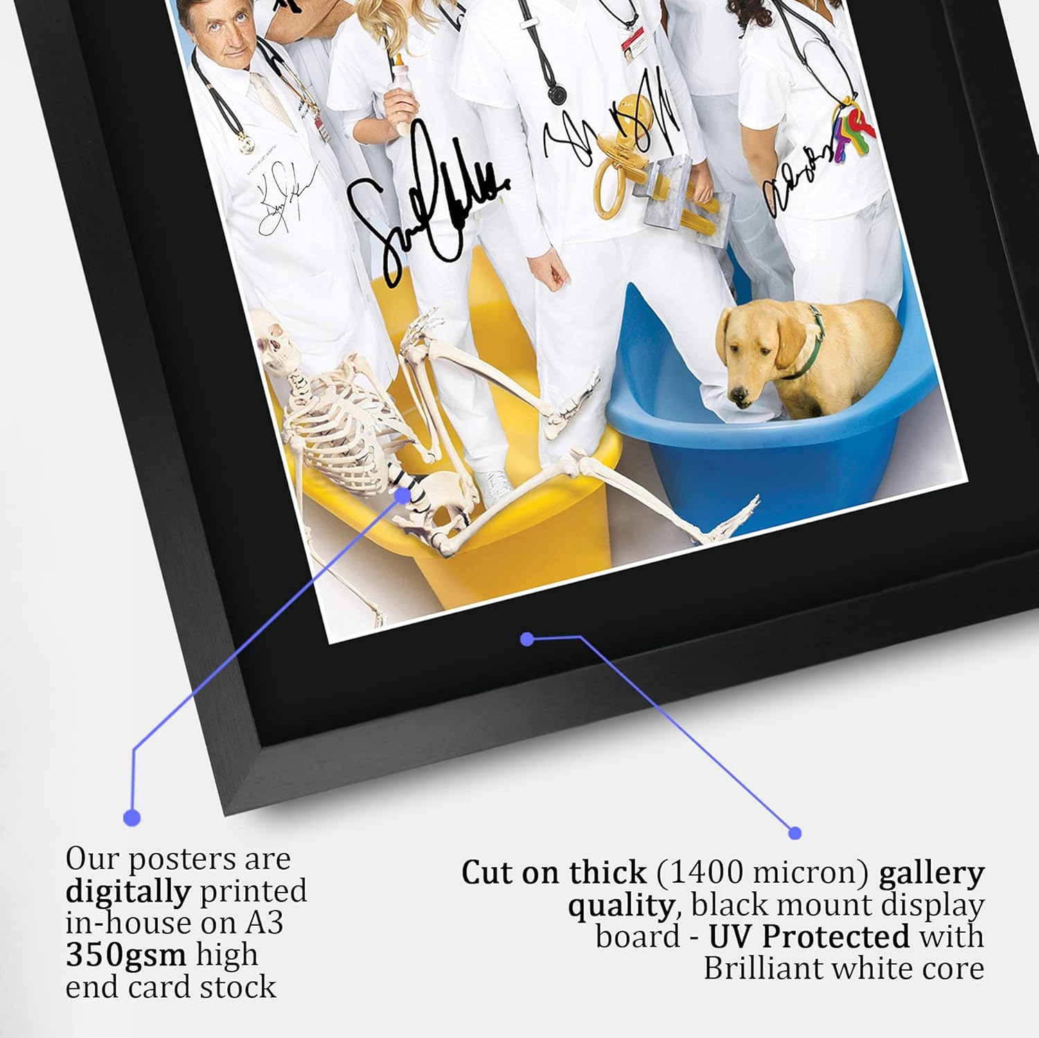 HWC Trading Scrubs 16 x 12 inch Gifts Printed Signed Autograph Poster for TV Memorabilia Fans - 16" x 12" Framed