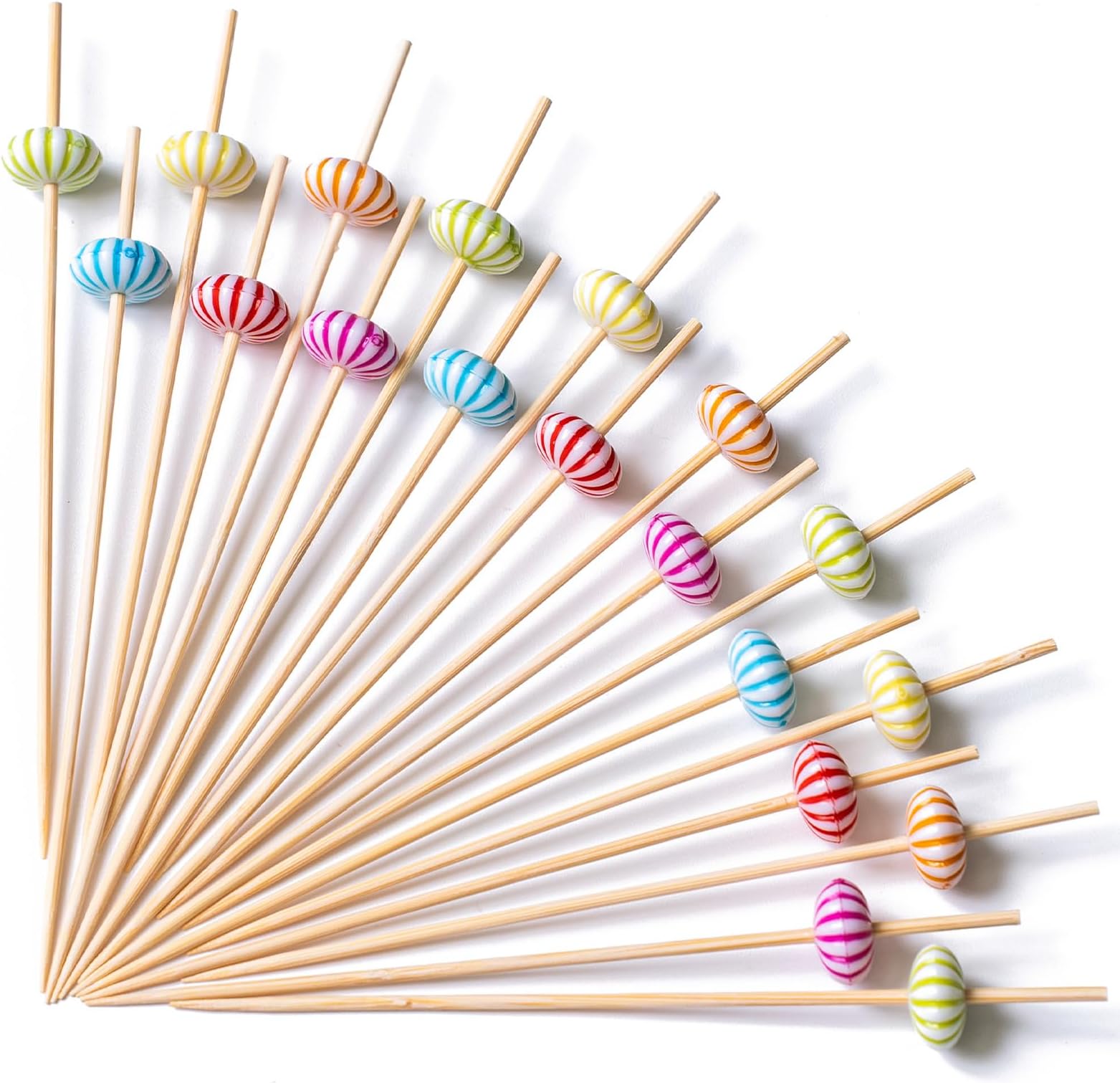 PuTwo Cocktail Picks Handmade Bamboo Toothpicks 100ct 4.7" Multicolor Pumkin