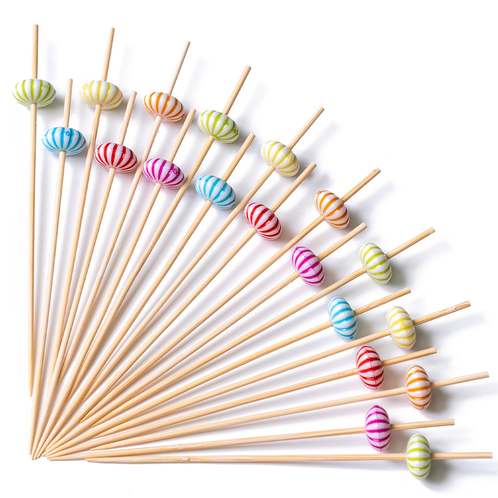 Cocktail Picks Handmade Bamboo Toothpicks 100ct 4.7" Multicolor Pumkin