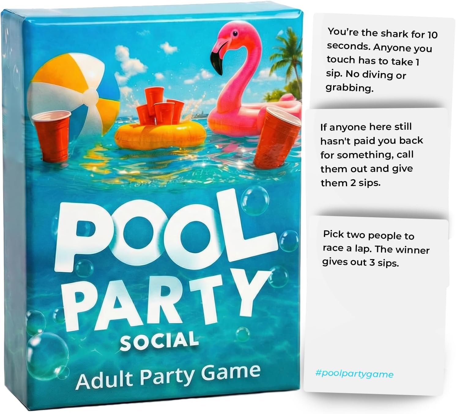 Pool Party Adult Party Game, Waterproof Card Game for Adults, Fun Pool Games for Adult, Best Pool Toys and Pool Accessories for Summer, 100 Cards