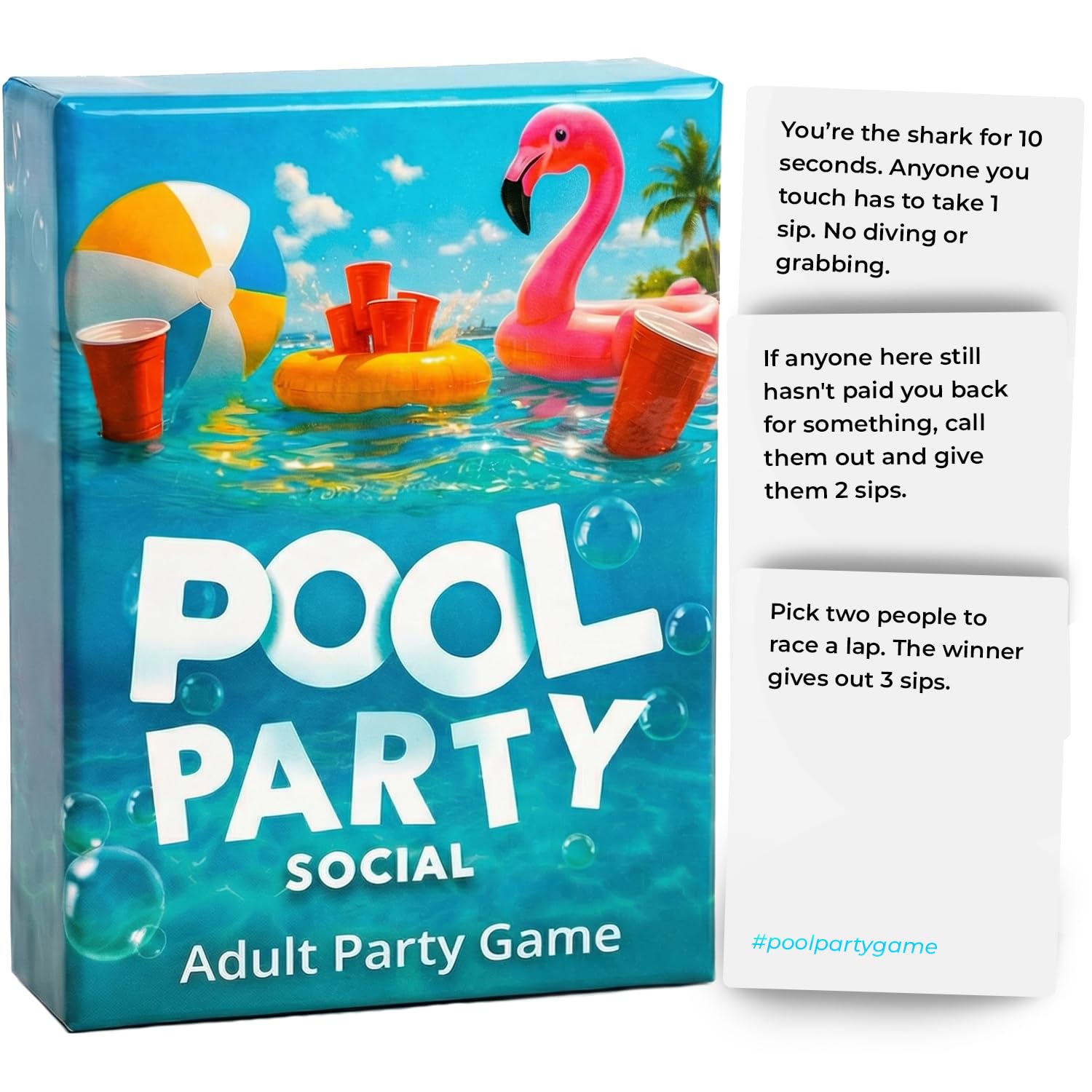 YardSplash Pool Party Adult Party Game, Waterproof Card Game for Adults, Fun Pool Games for Adult, Best Pool Toys and Pool Accessories for Summer, 100