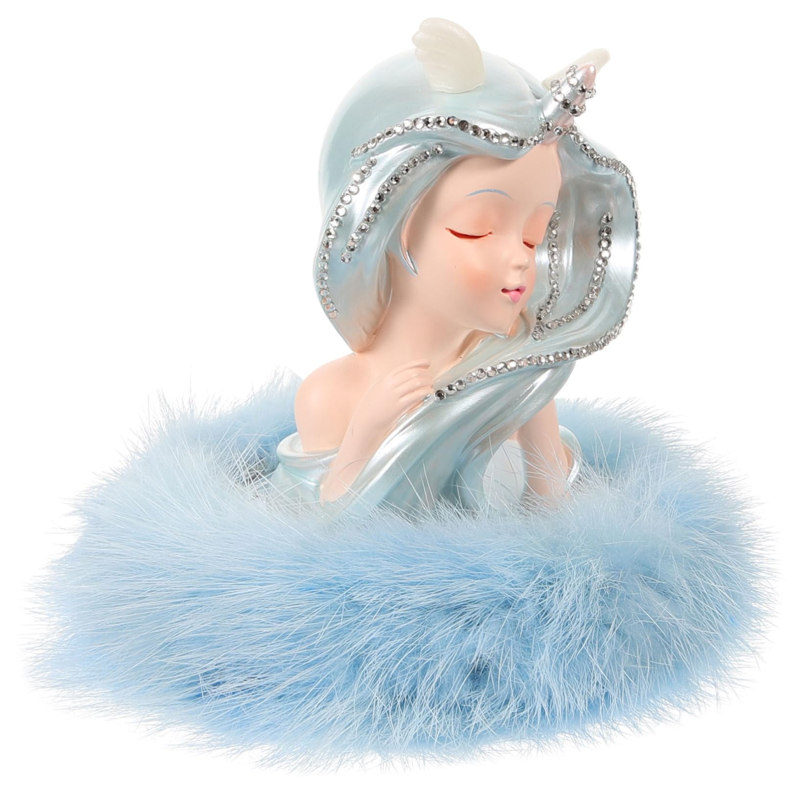 Happyyami Aromatisches Auto Ornament Elegante Engel Dekoration mit Stabiler Basis und Duftscheiben für Angenehmes Raumklima im Auto Blauer Sockel