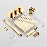 SaniteModar arany termosztátos beépített zuhanyszett 30x30 cm esőzuhannyal 6
