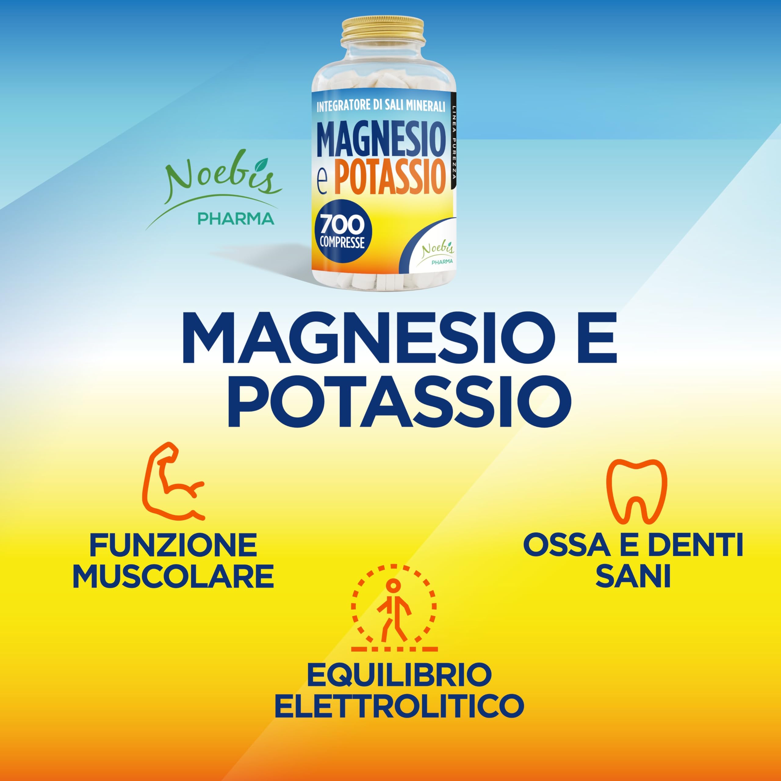 Magnesio e Potassio 700 Compresse - Magnesio Citrato e Potassio Citrato - contro Stanchezza e Fatica Fisica, Caldo, Sali Minerali Organici Altamente Assimilabili - Fornitura di Lunga Durata (1)