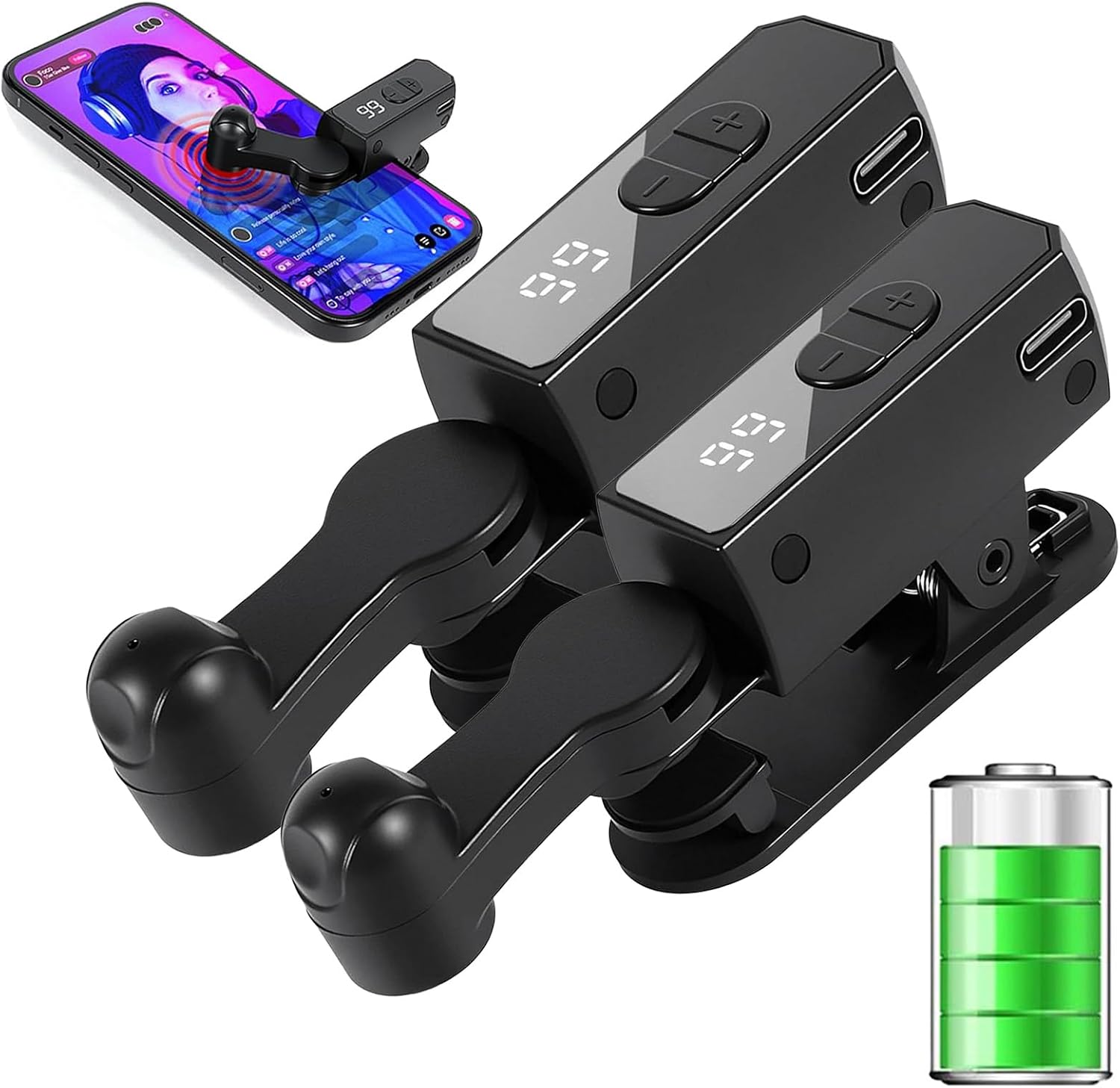 Auto Clicker Screen Tapper, Rechargeable Auto Touch Device with 107 Adjustable Speed for iPhone iPad Android, TikTok Live Likes Games & Repetitive Task (Black, 2pc)