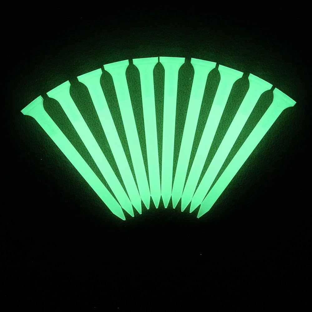 R&L Glow Golf Tees for Night Sports - 2 3/4 inch Golf Tees Glow in The Dark (Pack of 10)