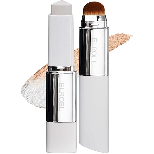 Blanc Cover Cream Stick V White - Korean Color-Changing Foundation Stick with Volufiline - Medium to Full Coverage Dewy Finish Base Makeup - Dual-Ended with Detachable Brush (202 Natural)