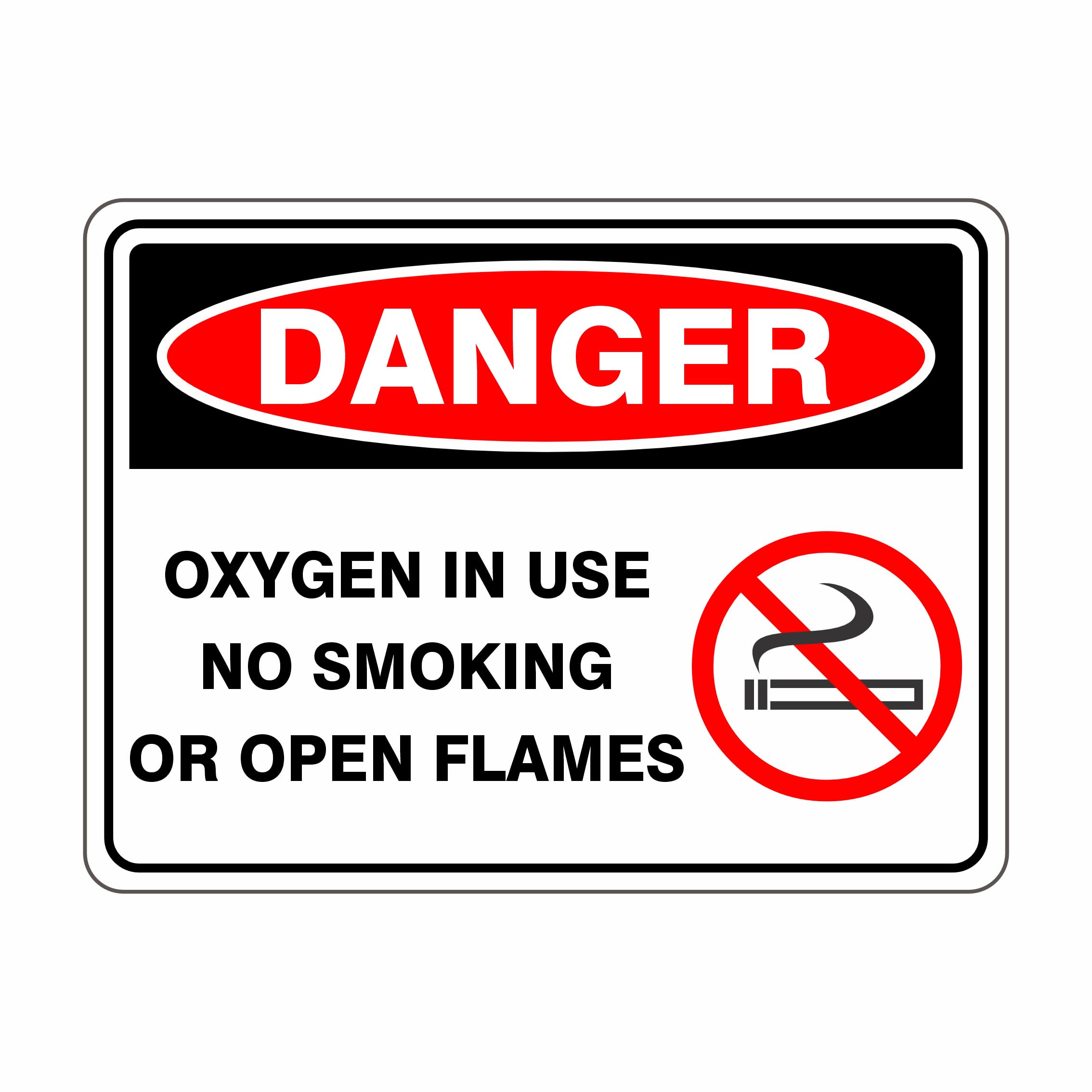 Oxygen In Use No Smoking Or Open Flames Sign, 12x8 Metal Tin Sign, Oxygen in use, no fire or smoking.