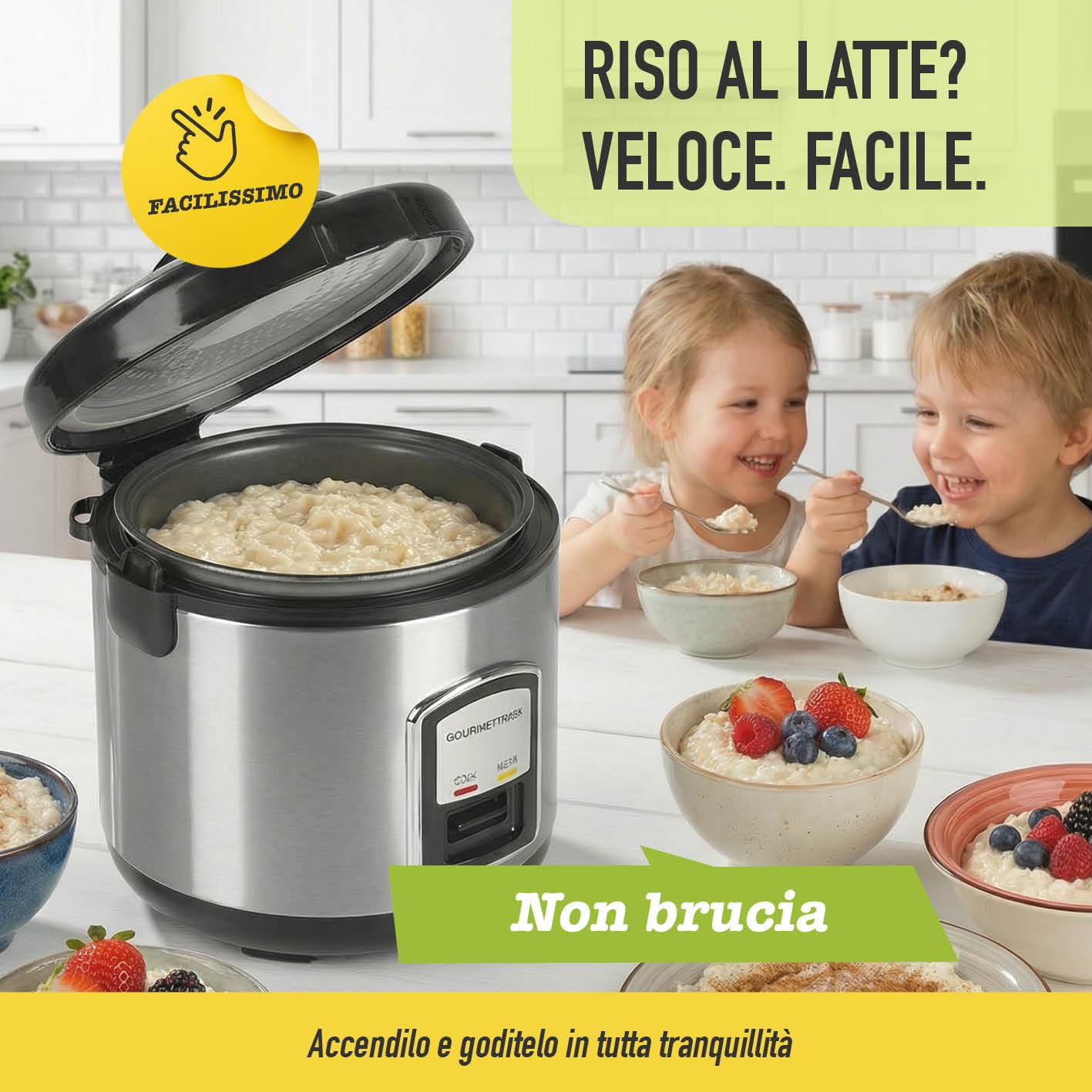 GourmetMaxx 14655 Rice Cooker Argento con funzione vapore