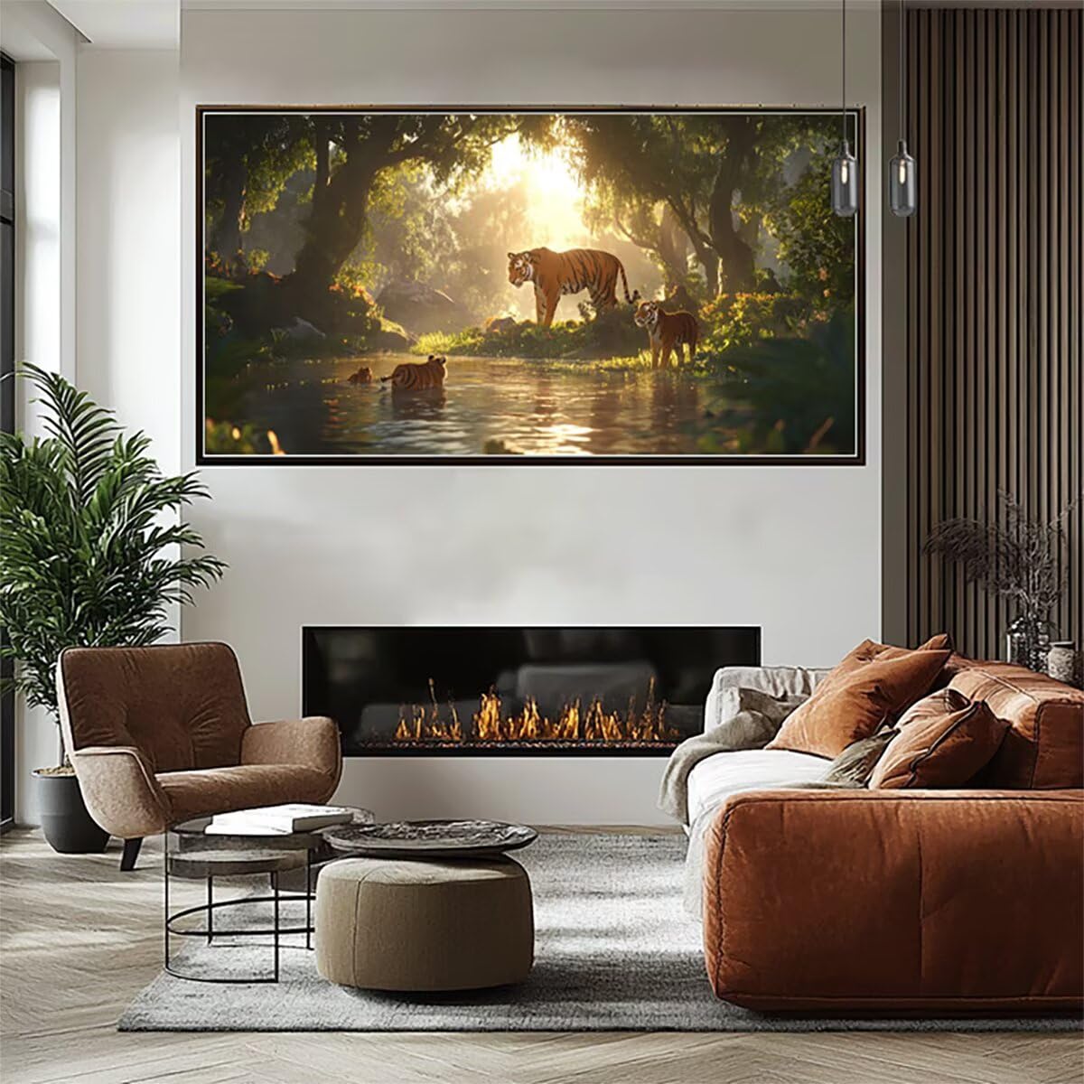 Tygrys, malowanie według liczb, duży, XXL, 100 x 200 cm, malowanie według liczb, drzewo DIY, farba akrylowa, obraz olejny, zestaw z pędzlami, do dekoracji pokoju, na ścianę, esthetic, prezenty dla