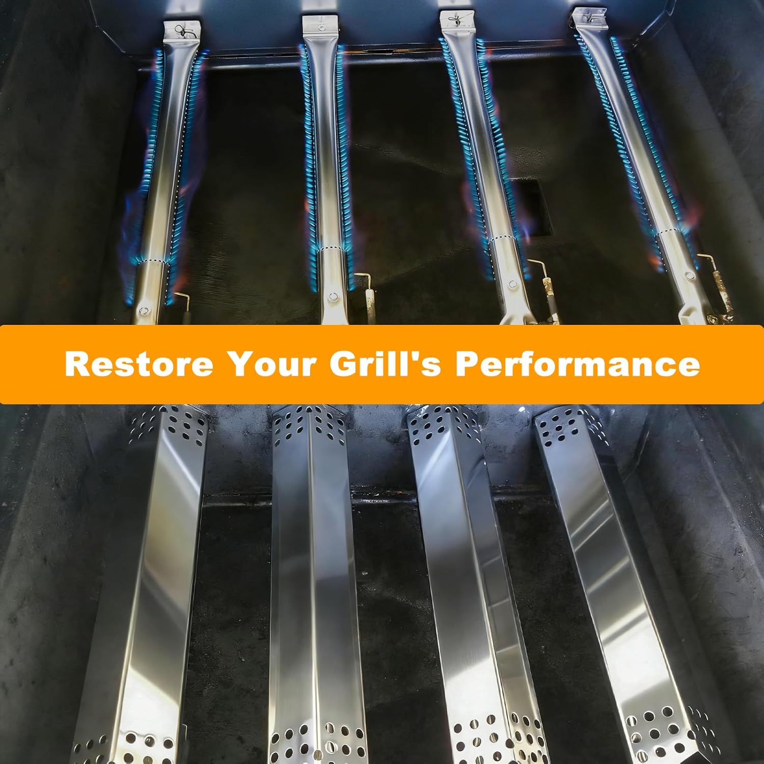 Grill Replacement Parts for KitchenAid 720-0954 720-0954A 720-0954CO 720-0954L 720-0733 720-0733A 720-0733D 730-0733, Stainless Steel Cooking Grates, Heat Plates, Burner Tubes for Nexgrill 720-0954