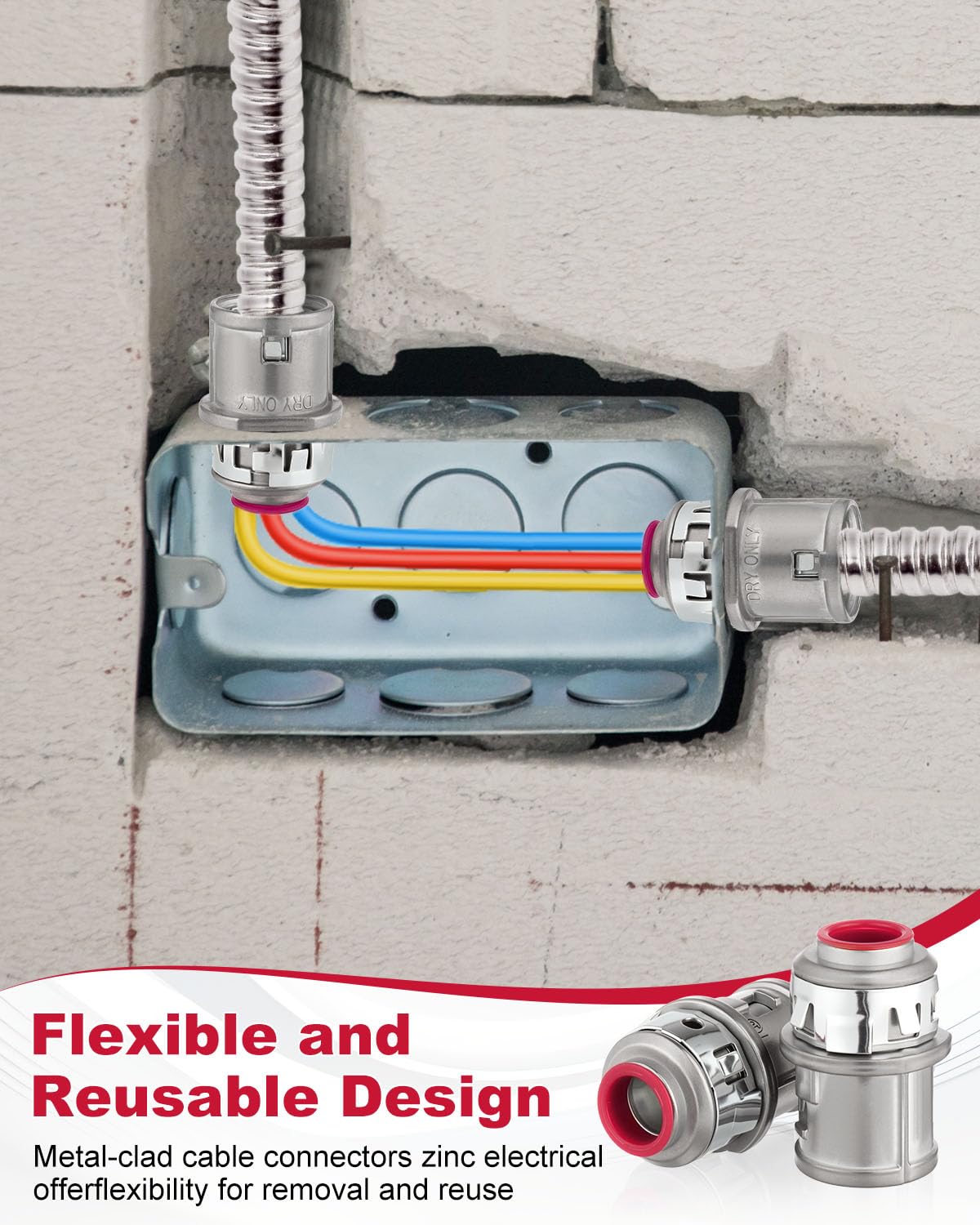 35 connettori per cavi rivestiti in metallo, connettori a scatto da 3/8", connettori elettrici in zinco per cavi in acciaio e alluminio