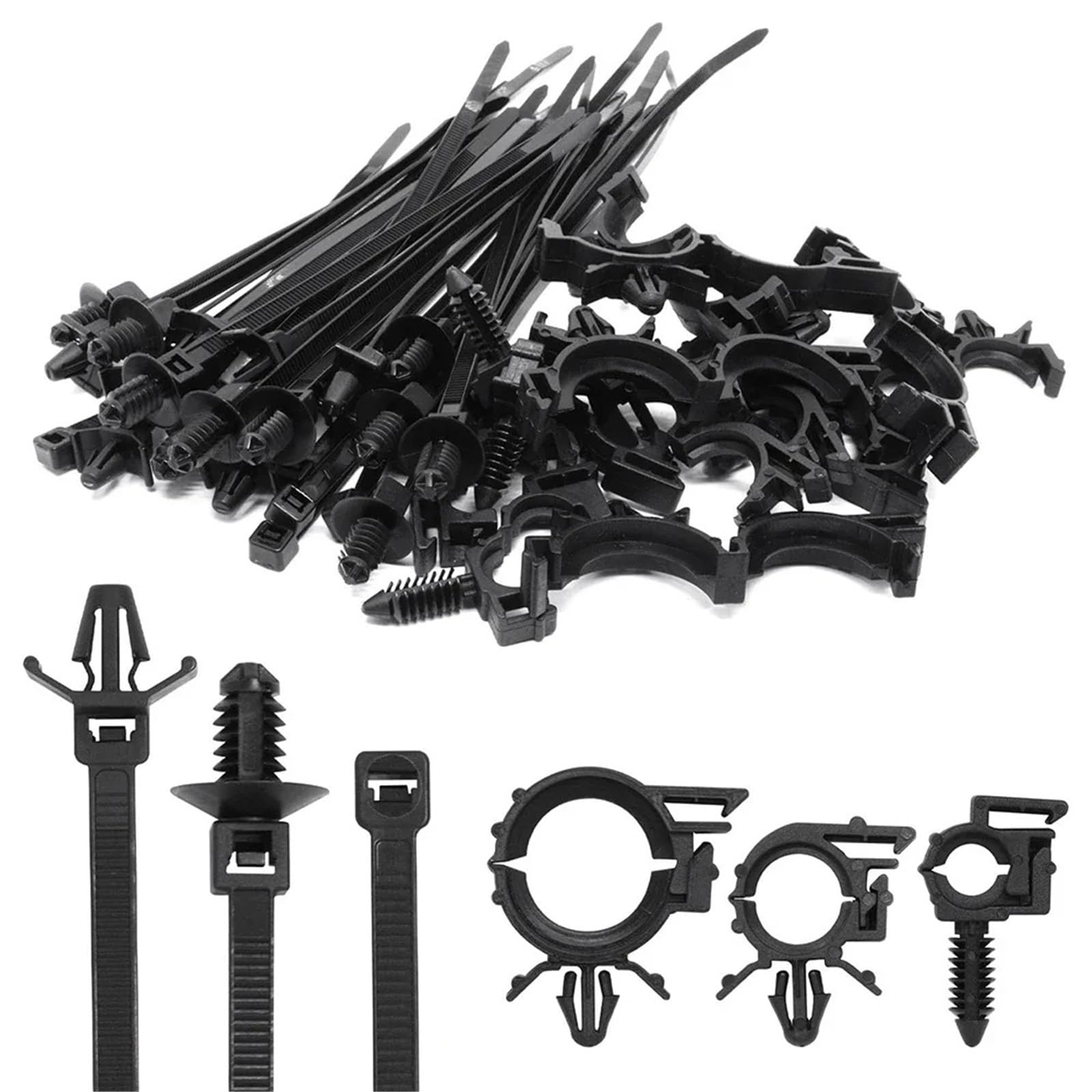 Gjgfjghk One Color Zip Ties 45Pcs Push Mount Cable Zip Tie With Car Wire Routing Clips Universal Car Cable Clips Self Locking Fastening Cables Organizer Long Cable Ties
