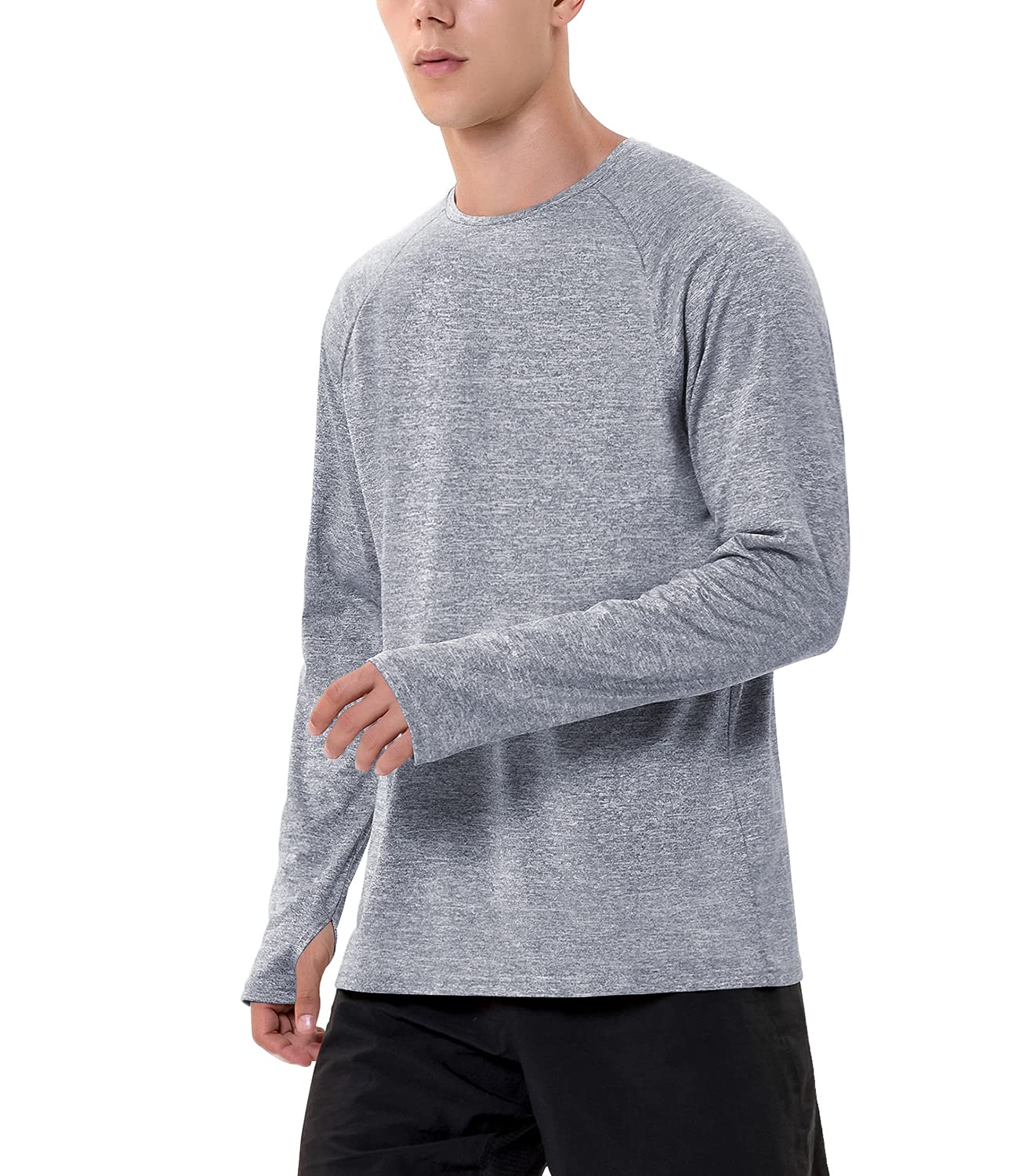 ZengjoLong Sleeve Running Top Men Quicky Dry Gym Sports Training T Shirts with Thumb Holes Lightweight UV Protection