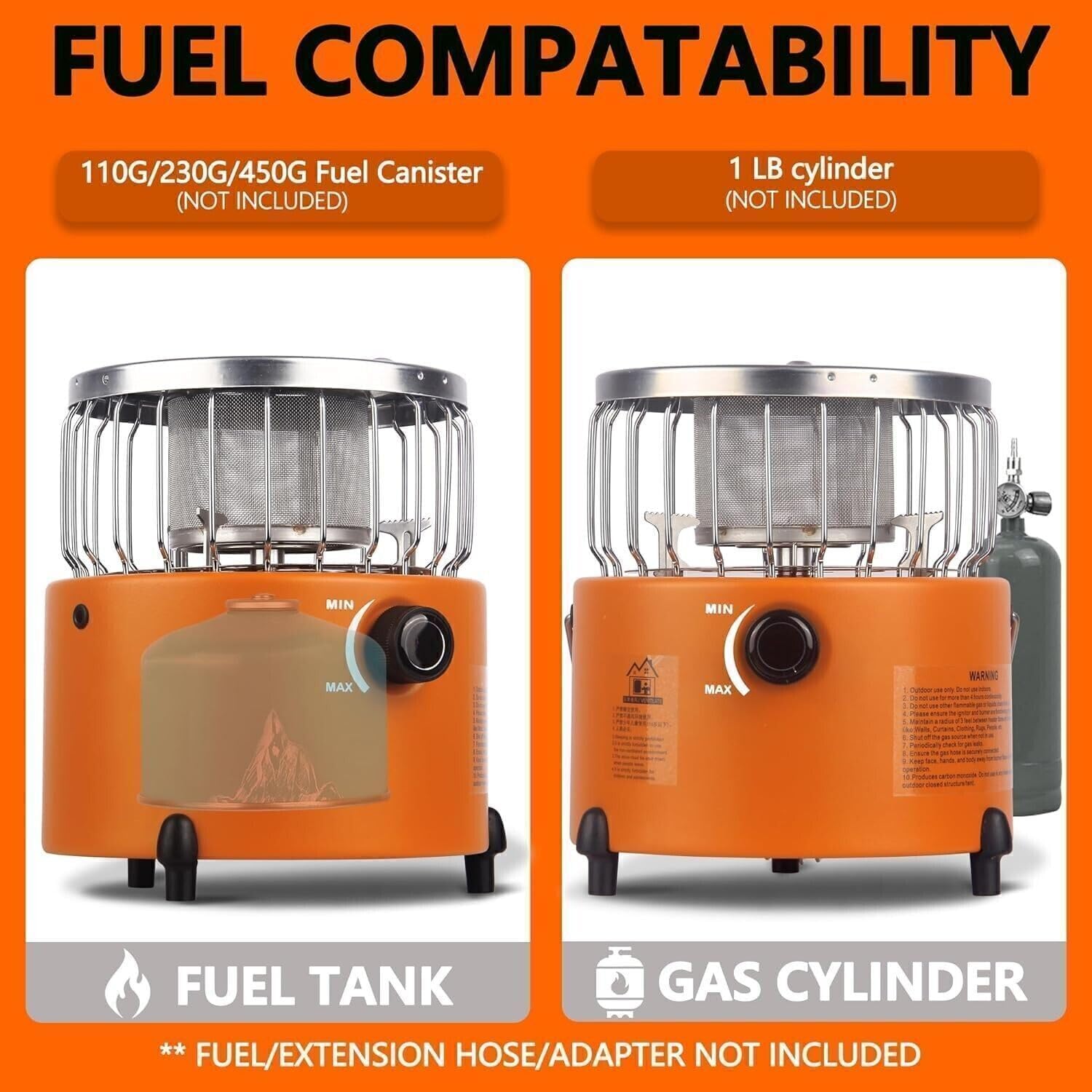 2 in 1 Portable Propane Heater & Stove Pro with Fireproof Gloves for Ice Fishing Backpacking Hiking Hunting Survival Emergency
