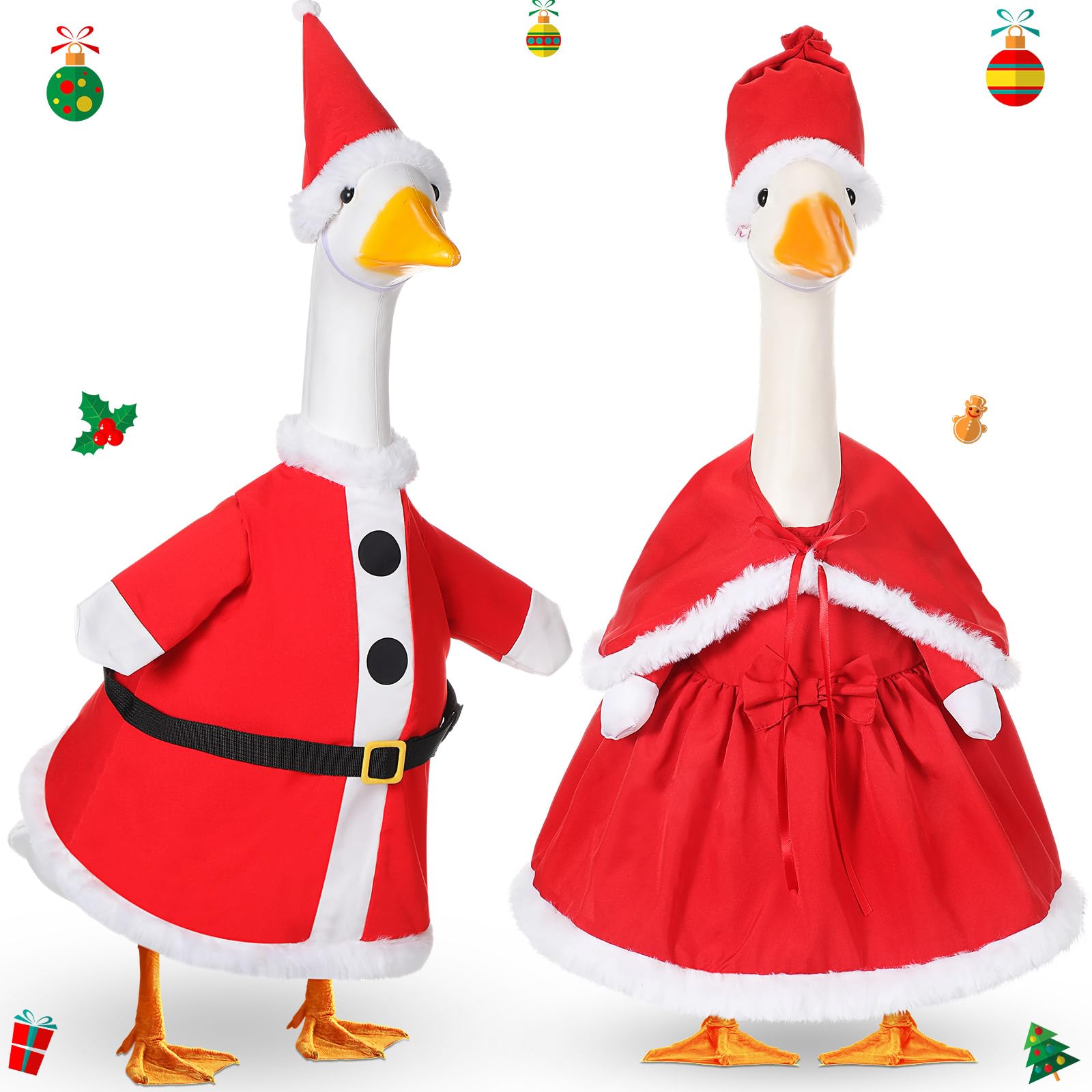 Tenues d'oie de Noël Père Noël et bonhomme de neige en plastique de 58 cm pour jardin, lot de 2