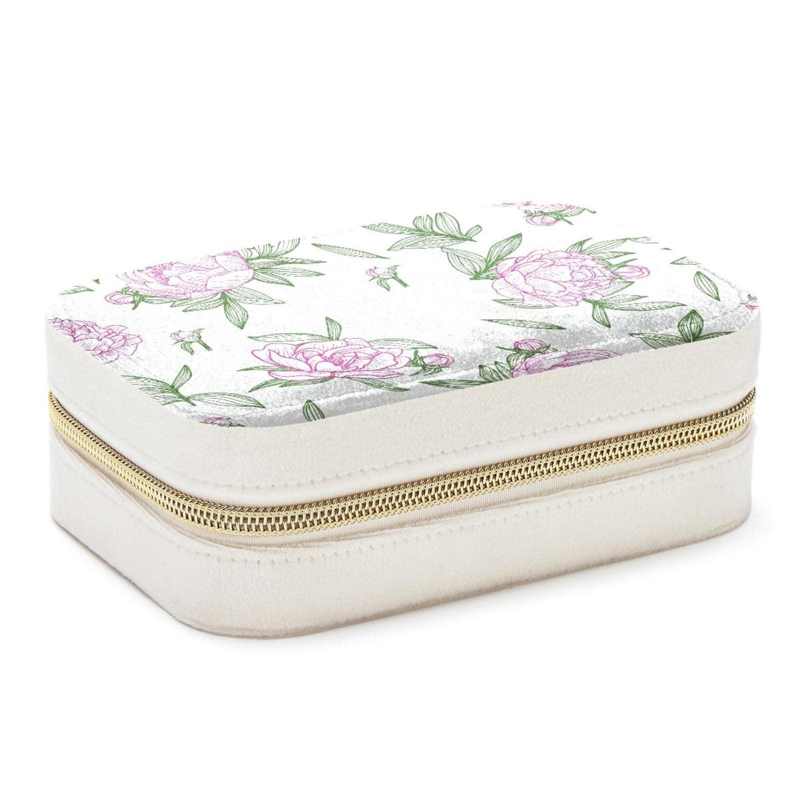 Boîte à bijoux de voyage pivoine Rosy Belle contre colliers emmêlés