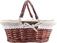 Vista 4 de 2 cestas de mimbre para pícnic, cesta tejida de sauce marrón, cesta de frutas de Pascua, decoración de fiesta de boda, cesta de servir con asas