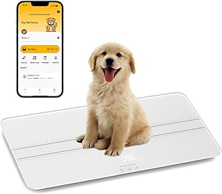 unipaws Digitale Haustierwaage, max. 100 kg, Gewichtswaage für Hunde und Katzen, Babywaage mit 3 Wiegemodi, Pfund, kg, St, große LED-Plattformwaage, Genauigkeit: ± 10 g