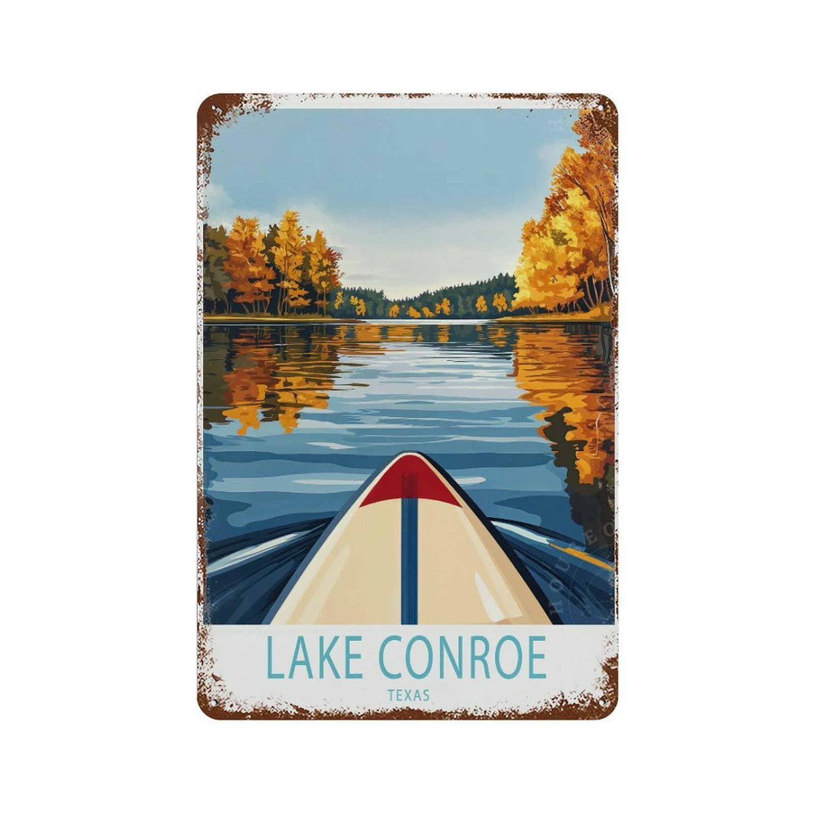 xiaoxiaoshen Lake Conroe Texas Travel Gifts, Wedding Present Wall Decor Art Metal Tin Poster Modern Home Decor Art Home Bar Shop Decorations Vintage Sign 30x20cm