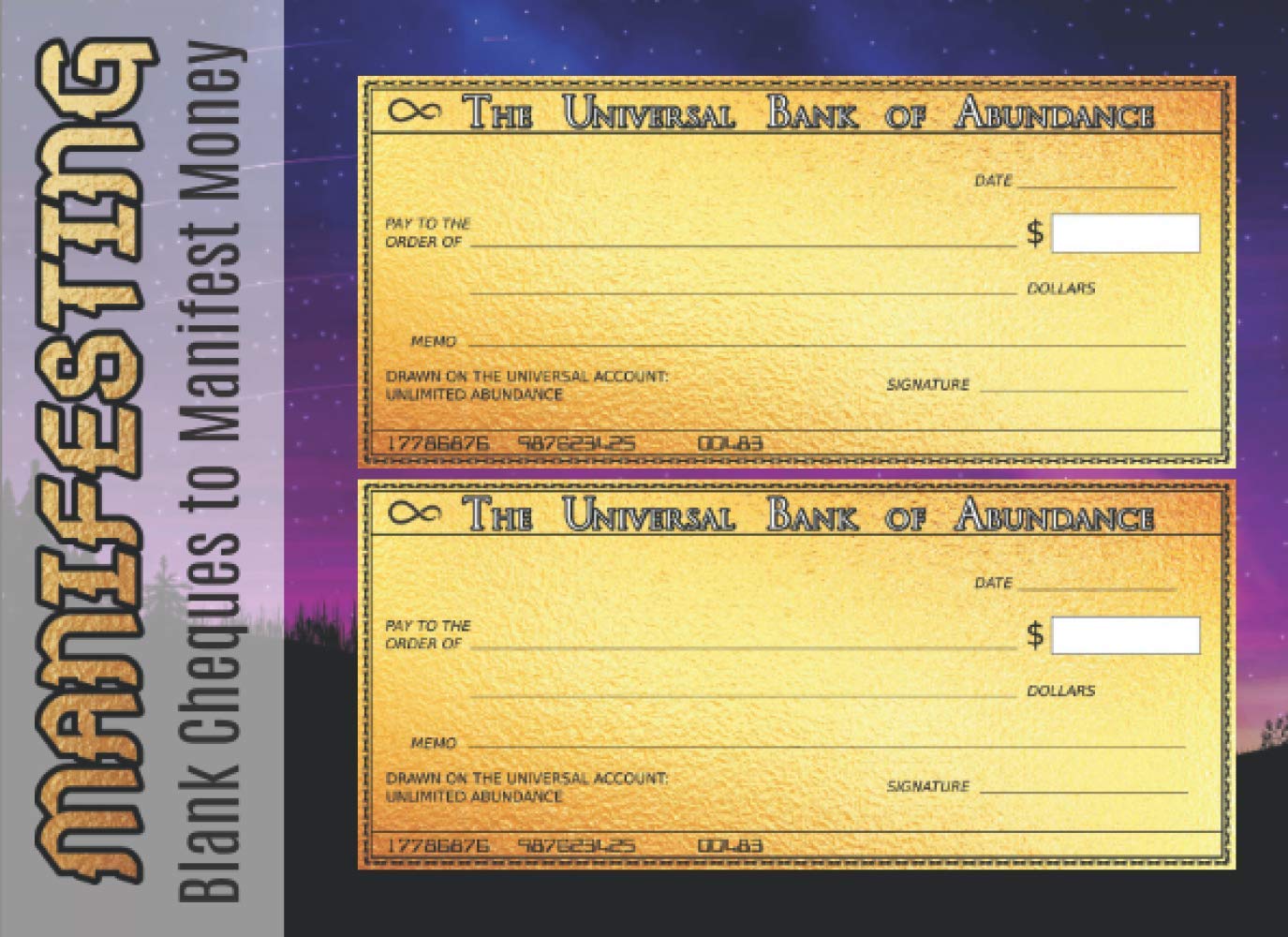 Manifesting Blank Cheques to Manifest Money: Checkbook Manifestation journal | High quality | Contains lunar calendar 2021-2022 | 50 Golden Law of Attraction Checks Paperback – Notebook, 24 Oct. 2020