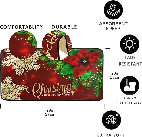 Miniatura 2 de Tapete de cocina de hoja de arce amarillo de 39 x 20 pulgadas, tapete de cocina de otoño con hojas que caen debajo del fregadero, tapete