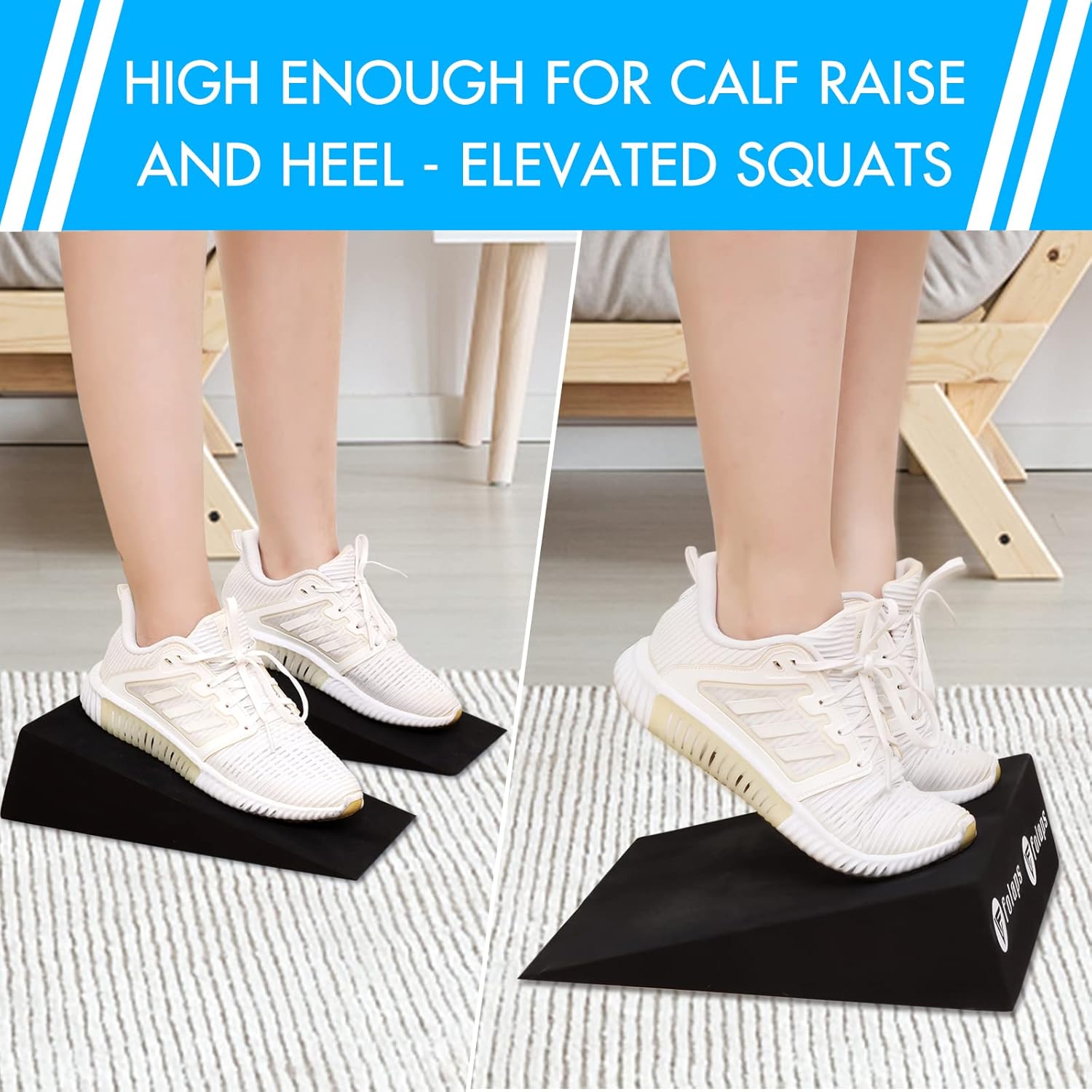 Squat Wedge Block - Slant Board for Squats Heel Elevated Calf Raise Block Yoga Foam Wedge Boost Strength Performance : Sports & Outdoors
