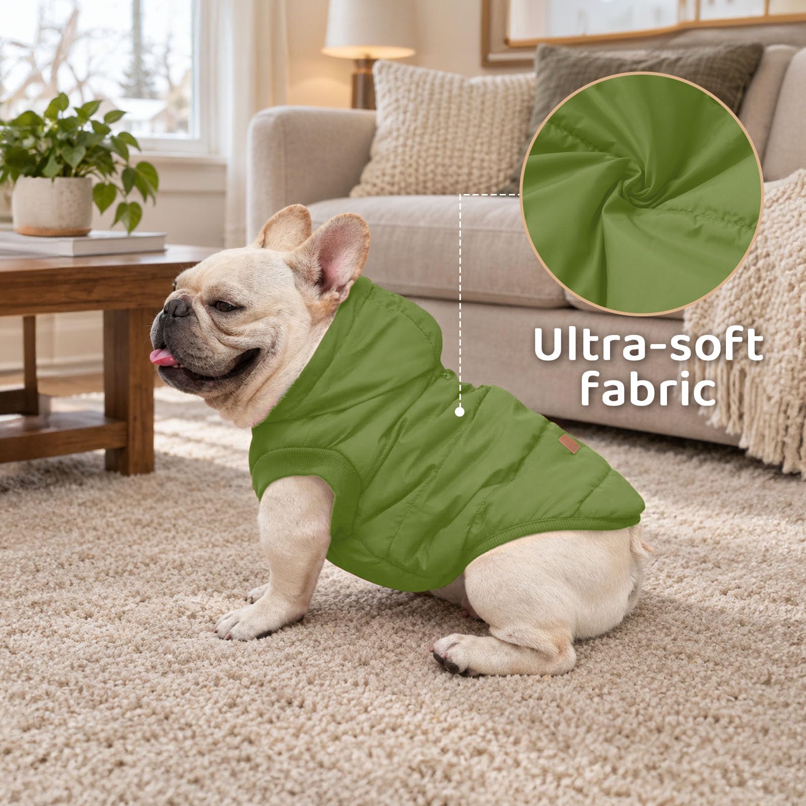 vecomfy Fleece und Baumwolle Futter Extra Warm Hund Hoodie im Winter für mittelgroße Hunde Jacke Haustier Mäntel mit Kapuze Grün L