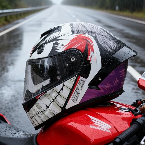 Miniatura 2 de Casco de motocicleta con visera completa, casco de cara completa con visera doble para hombres, mujeres y adultos con protector solar ahumado,