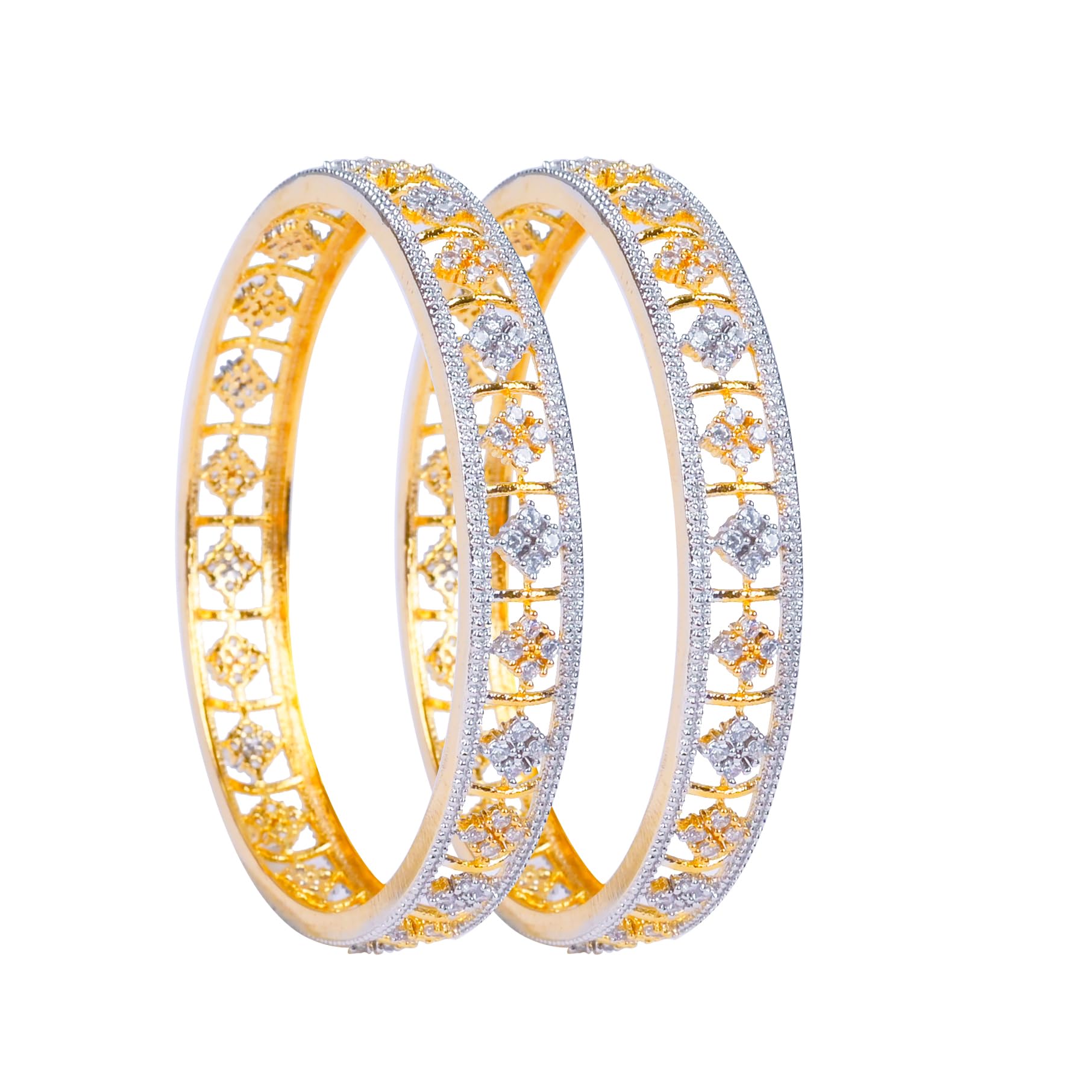 Zevarly Gorgeous Traditional Bollywood Fashion AAA+ CZ AD Stone 22k Dual Tone Gold Plated Indian Bangles Set for Women Jewellery (B0CBPYL1SJ) Amazon Price History, Amazon Price Tracker