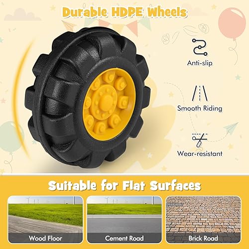 Miniatura 7 de HONEY JOY Coche de empuje para montar, excavadora de excavadora para niños pequeños, cuerno, pala de excavación para interiores y exteriores, con