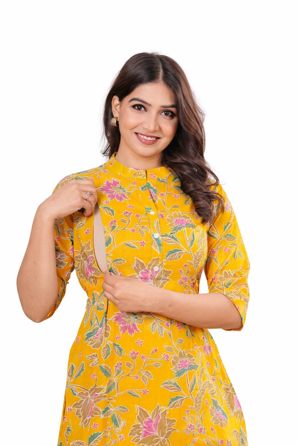 the moon star Women Floral Printed Co-Ord Set | 3/4 Sleeve Ethnic Casual Wear |-picture-13