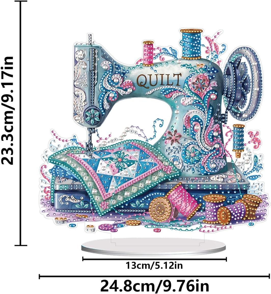 DoxQcs DIY 5D Sewing Machine Diamond Art Painting Ornaments Kits, Crystal Rhinestones Diamond Art Desktop Ornament for Desktop Ornaments (Double-Sided Pattern, Single-Sided Diamond)-#05-2PCS