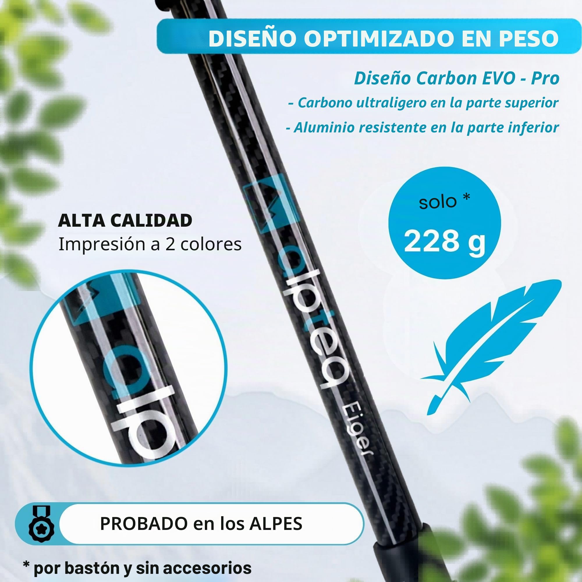Bastones telescópicos de Carbono y Aluminio con Mango de Corcho y prolongación – Bastones de Trekking ultraligeros para montaña y Marcha nórdica – Ajustables 65–135 cm – Hombre, Mujer y niños