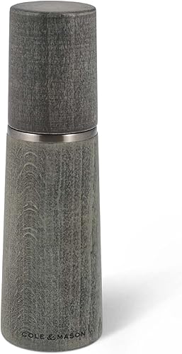 Cole & Mason Marlow - Molinillo de sal de madera gris rústico, molinillo de sal equilibrado, herramientas de especias recargables, ajustes de