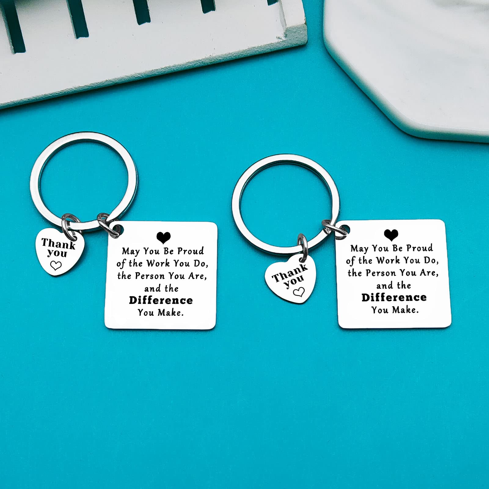 Ximalun 2Pcs Thank You Gifts Appreciation Keyring Make a Difference Keyring Appreciation Gifts for Employee Staff Colleague Thank You Gifts for Nurse Teacher Coach Volunteer Social Worker - Image 4