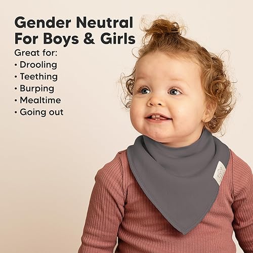 Miniatura 6 de Paquete de 8 baberos orgánicos tipo bandana para bebé, elegantes baberos bandana unisex, baberos superabsorbentes, baberos de dentición suaves para