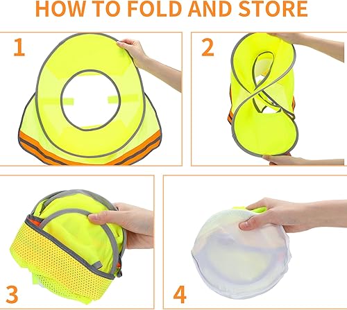 Miniatura 4 de Parasol de sombrero duro reflectante de alta visibilidad, visera de ala completa, malla para el cuello, se adapta a ambos cascos, sombreros duros