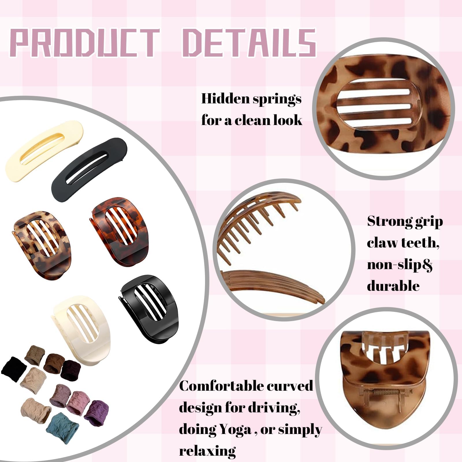 GegXcn 6 PCS Flat Hair Claw Clips, Duckbill Design with Strong Hold, Rose Gold - Image 3