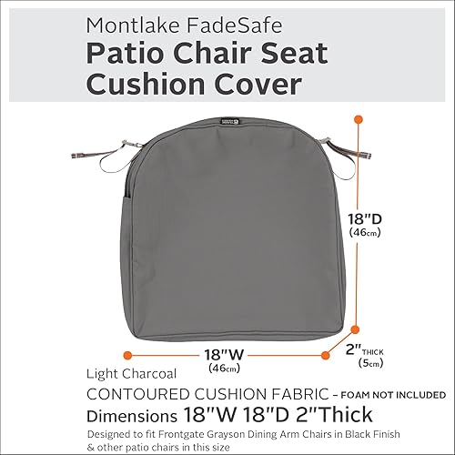 Miniatura 3 de Classic Accessories Montlake - Funda deslizable de cojín cuadrada resistente al agua de 18 x 18 x 2 pulgadas, para asiento de exterior, funda de