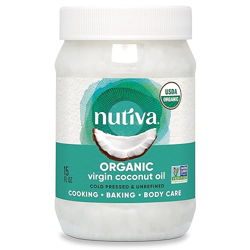 Nutiva - Aceite de coco virgen orgánico prensado en frío, “USDA Organic”, sin OMG, comercio justo, para dietas “Whole 15”, veganas, keto, sabor y