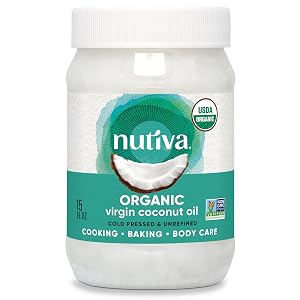 Nutiva Organic Cold-Pressed Unrefined Virgin Coconut Oil from Fresh non-GMO Sustainably Farmed Coconuts 15-ounce