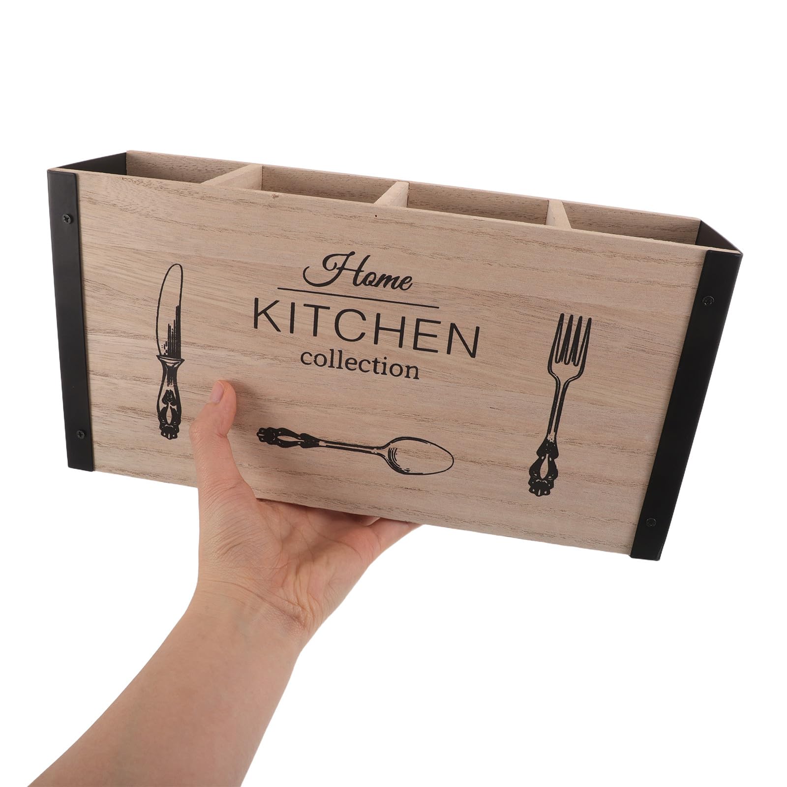 Sosoport Organizador 4 de Madera Cubiertos Compartimentos para Cocina