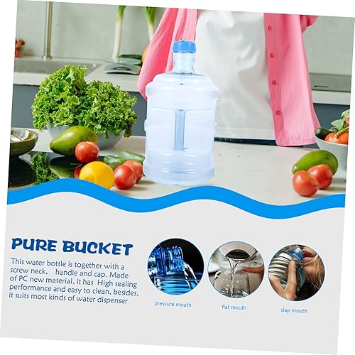 Miniatura 3 de VOSAREA Contenedor de botella de agua de plástico de 5L Cubo de jarra con tapa de corona y asa de transporte para cubo de agua purificada