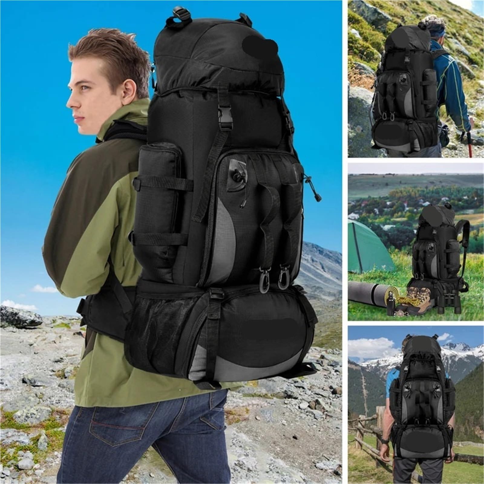 Outdoor-Rucksack 90L Wasserdicht Wandern Camping Rucksack Trekking Tasche Große Kapazität Reise Outdoor Sport Taschen Ausrüstung Männer